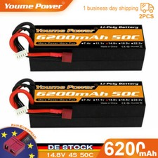 2Stück 14,8V 4S 6200mAh Lipo Akku Hardcase Deans für RC Car Truck Buggy Auto LKW