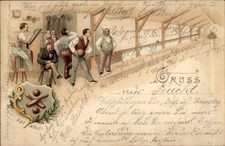 Litho Gut Holz, Männer auf