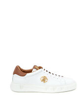 Roberto Cavalli Sneaker weiß mit Logo Gold mit lederfarbenen Einsätzen. Leder...