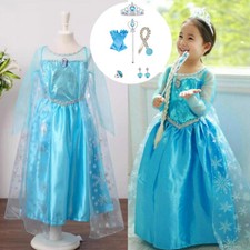 Kinder Mädchen Eiskönigin Prinzessin Elsa Kleid Cosplay Party Karneval Kostüme