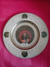 Wandteller, Messing, Pfau