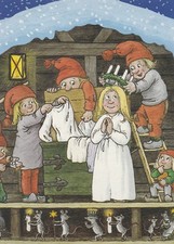 AK Rolf Lidberg (29) Vorbereitung auf Lucia-Fest frankiert - gel. 1991 Schweden