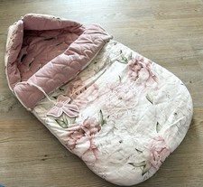 Luxus Ganzjahres Baby Fußsack von Babyboom Samt & Baumwolle Pfingstrose rosa