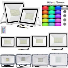 RGB LED Fluter Strahler mit Fernbedienung Außen Scheinwerfer Flutlicht SMD IP67