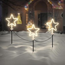 3er Leuchtstern Set LED Weihnachtsbeleuchtung Stern Weihnachtsdeko Garten IP44