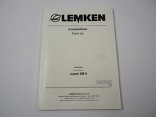 Lemken Juwel 8M V Anbaupflug Ersatzteilliste Spare Parts List 2016