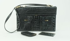 vintage modell royal HANDTASCHE schultertasche 60er 70er jahre schwarzes leder