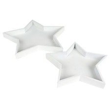 Dekotablett Stern aus Holz 2er-Set shabby Weihnachtstablett Used-Look