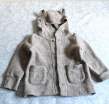 Hessnatur Kinderstrickjacke mit Kapuze Öhrchen 100% Schurwolle  Gr.86/92