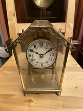 Drehpendeluhr Messing Mechanisch Porzellan Ziffernblatt Antik / Bastler Defekt