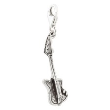 Charm / Anhänger E-Gitarre mit Karabinerverschluß aus 925 Sterling Silber