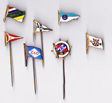 Vintage Maritim Schiff Boot Flagge Pin Anstecker Brosche Reederei Yachting