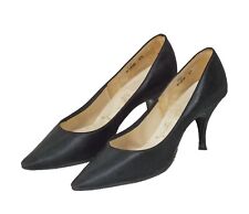 Damen Pumps, Satin, schwarz, Gr. 37, 50er Jahre True Vintage Schuhe