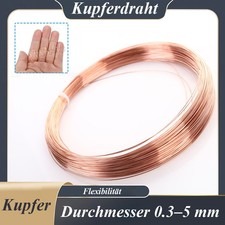 Kupferdraht Blank 99.9% Kupfer Ohne Lack Basteldraht 0.3mm - 5mm Unbeschichtet