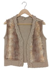 BOYSEN'S Damen Fellweste Gr. 36/38 S Beige Casual Strick Kunstfell