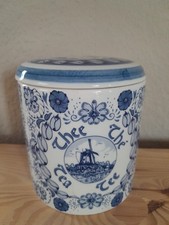 Delft Blue Teedose, Deckeldose, Porzellan, Vintage, blau, weiß