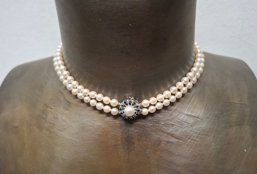 Akoyaperlen collier zweireihig - akoyaperlen,