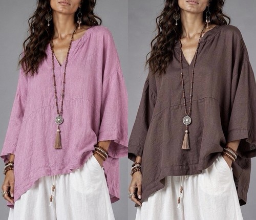 Damen tunika bluse rosa braun - damen,