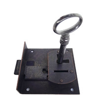 Aufsatz Einlassschloß+1 Schlüssel Eisen Vitrinen Schloss D 45 mm Möbelschlösser