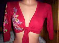 Kurz-Bolero-Jacke/Bluse mit Asia-Motive, rot, gepflegt, Gr. 36/38