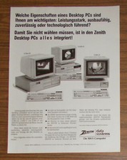 Vintage 1989 Zenith Data Systems Z 386/25 Z-286 LP Computer Print Ad German