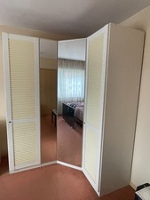 Eckkleiderschrank-Kombination weiß mit Spiegel, gebraucht