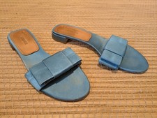 Original JIL SANDER Sandalen/Slipper/Sommer-Schuhe Blau Satin-Seide Gr. 39