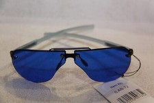 FARB BRILLE SONNENBRILLE GLÄSER BLAU  RAHNEN NUR OBEN SCHWARZ BÜGEL HELLBLAU