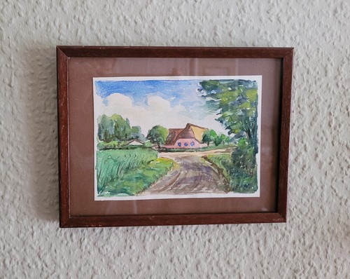Kleines aquarell reetdachhaus - aquarell,