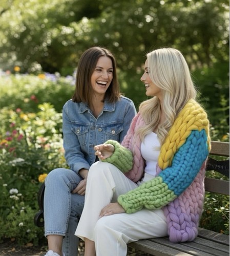 Handgestrickte wollstrickjacke - handgestrickte,