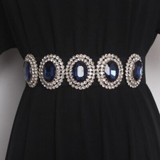 Damen Strass Breiter Gürtel Kristall Elastischer Bund für Party Hochzeit Kleid