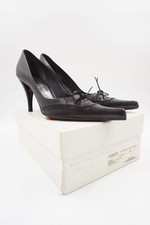 Yves Saint Laurent Pumps Schuhe EU 38,5 schwarz uni Zierschleife Leder Stiletto