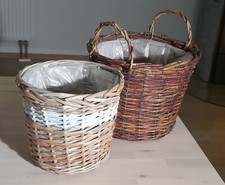 2 Körbe Rattan Pflanzkörbe Zimmerpflanzen Geflecht Blumentopf