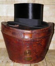 Antiker schwarzer Fell Filz Zylinder Hut Größe 7 1/8 / 58 cm von Gelovax & Lederetui