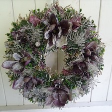 Türdekoration Türkranz Kranz Magnolie lila vereist Farn Advent Weihnacht Winter