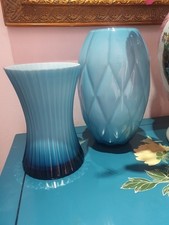 Vasen 2 Stück Blau Glas Neu