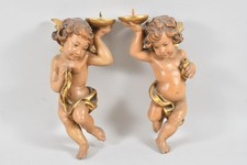 C26R32- Paar Holz Putti als Kerzenleuchter 