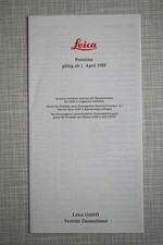 Leica Prospekt: Leica Preisliste ab 1.4.1989, 12 Seiten, schön erhalten