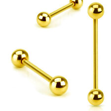 Zungenpiercing GOLD Tragus Helix Piercing Barbell Intim Brust Ohr Industrial