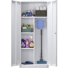 Besenschrank Metall Weiß