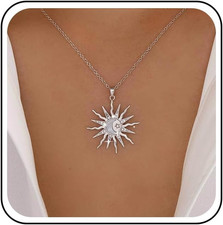 Sonne Mond Anhänger Halskette