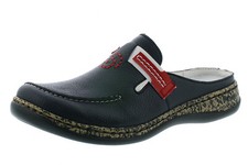Rieker 46393-15 Damen Schuhe Pantoletten Clogs blau 