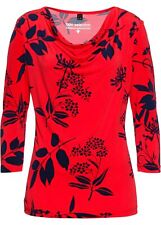 Shirt mit Wasserfallausschnitt Gr. 36/38 Erdbeere Dunkelblau Damen-Shirt Neu