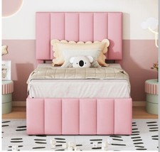 Jugendbett Polsterbett 90x200 mit Unterbett und Schubladen - Rosa