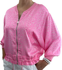 New Collection animal Print Glanz 30%Seide Blouson Jacke rosa pink 38 40 42 44