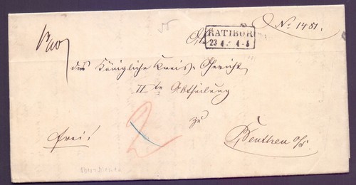 Faltbrief 1855 mit - , stempel