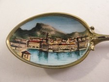 Feinsilber & Emaille BILDERSCHALE SOUVENIR TEELÖFFEL um 1900 - RIVA