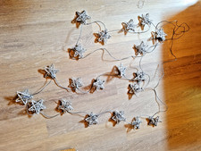 Lichterkette 20 Sterne Weihnachten Advent Innen Deko Baumschmuck silberfarben