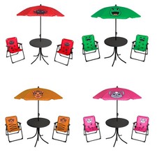 4tlg Kinder Campingmöbel Set Outdoor 2 x Campingstuhl + Tisch + Sonnenschirm