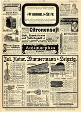 Violinen Musikinstrumente Türkische Bäder Berlin W. Katz Phonograph Annoncen1902